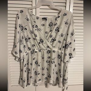 Torrid Black and White Floral Blouse